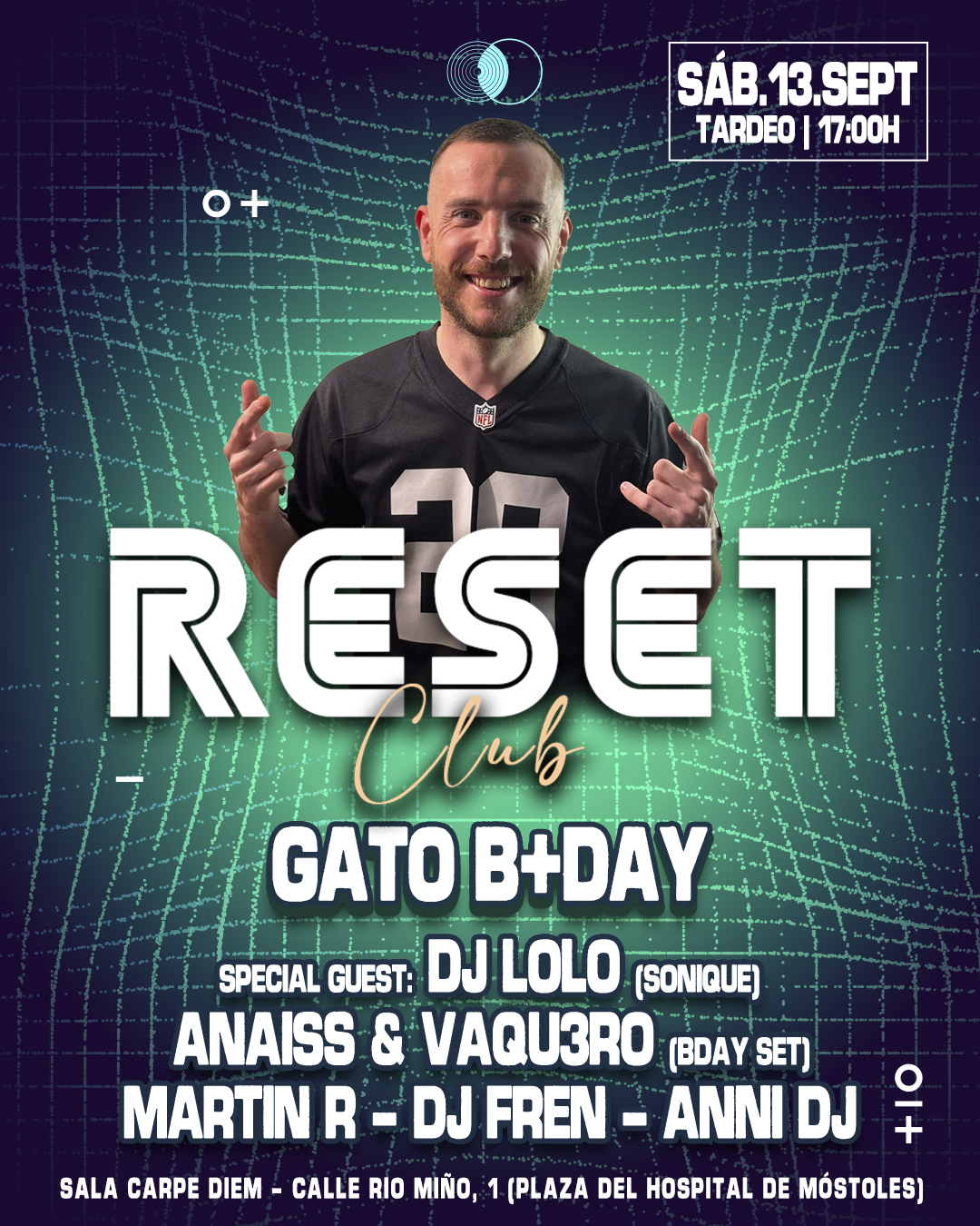Flyer RESET CLUB — 13 septiembre 2025 Sala Carpe Diem